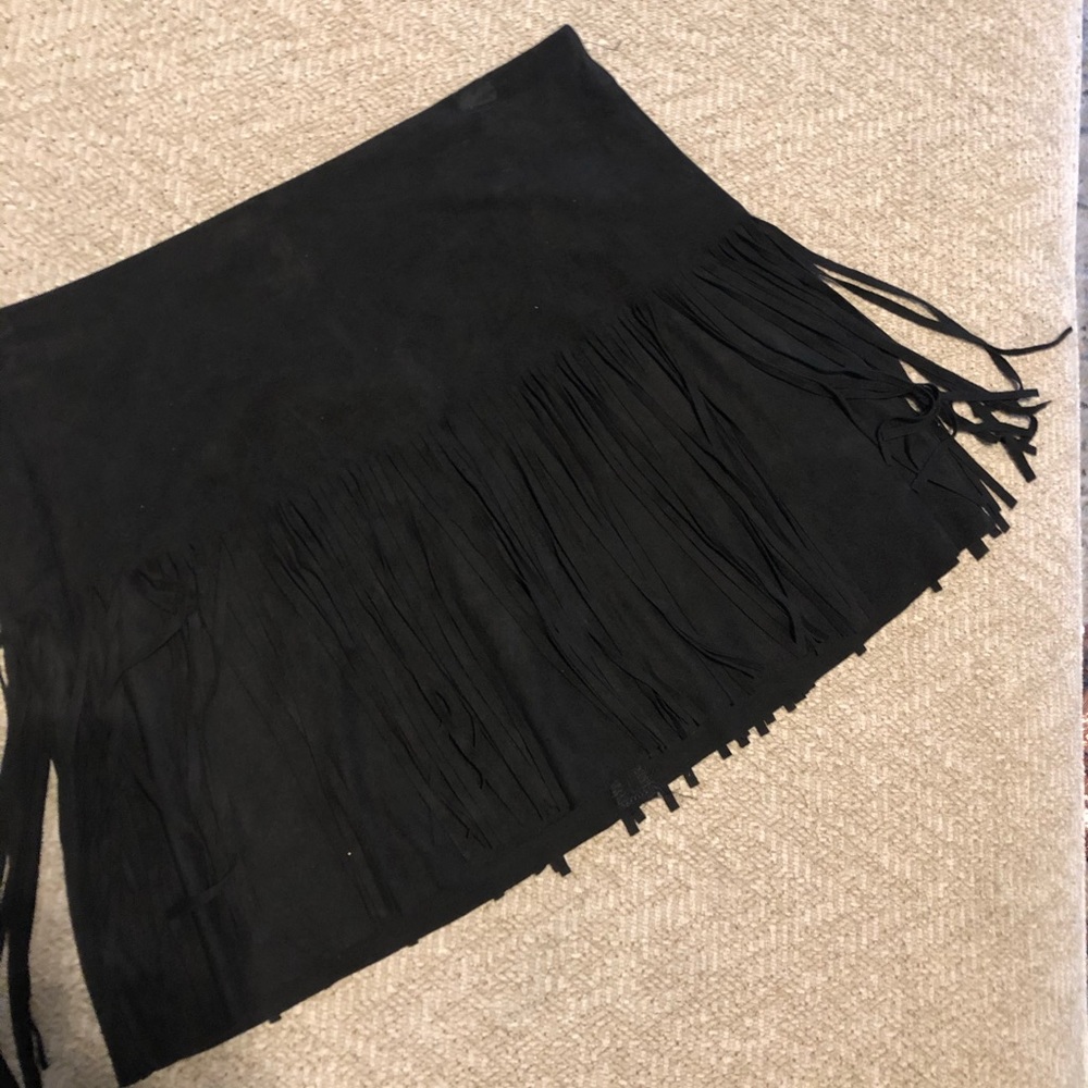 Black Mini Fringe Skirt